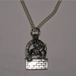Sterling Silver hunter jumper over brick wall necklace