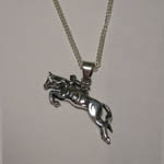 Sterling Silver horse and rider jumping necklace