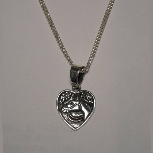 Sterling Silver horse head in heart necklace