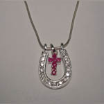 Sterling Silver ruby inside large horseshoe necklace