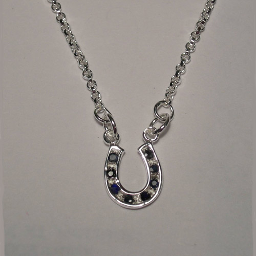 Sterling Silver small sapphire horseshoe necklace