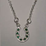 Sterling Silver small emerald horseshoe necklace