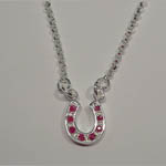 Sterling Silver small ruby horseshoe necklace