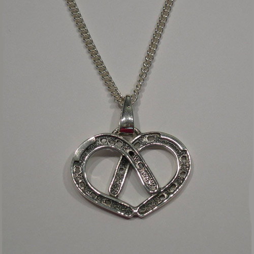 Sterling Silver double horseshoe heart necklace