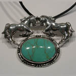 Sterling Silver double horses and Turquoise pin/pendant