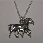 Sterling Silver trotting mare and foal necklace
