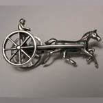 Sterling Silver Standardbred race horse and sulky brooch