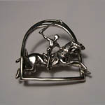 Sterling Silver Polo pony and rider inside stirrup brooch