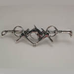 Sterling Silver horse head and bit and crop brooch