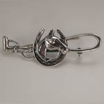 Sterling Silver horse head with horseshoe and crop brooch