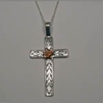 Sterling Silver and rose gold cross necklace