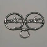 Sterling Silver double race horse brooch