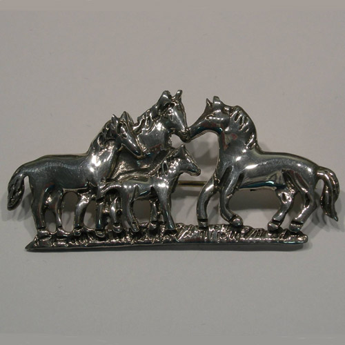 Sterling Silver horse herd brooch