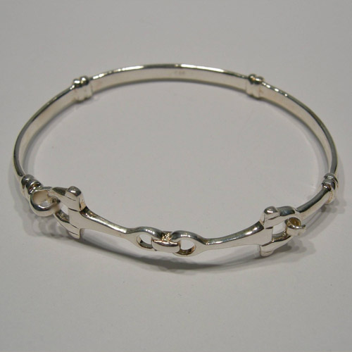 different angle of childs snaffle bit bangle bracelet