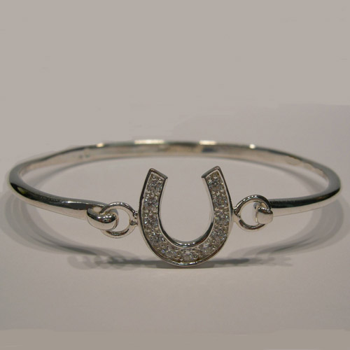 Sterling Silver Cubic Zirconia horseshoe bangle bracelet