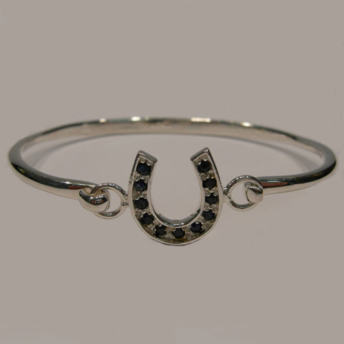 Sterling Silver sapphire horseshoe bangle bracelet