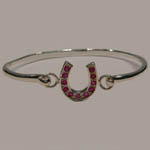 Sterling Silver Ruby horseshoe bangle bracelet
