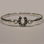 Sterling Silver childs sapphire horseshoe bangle bracelet