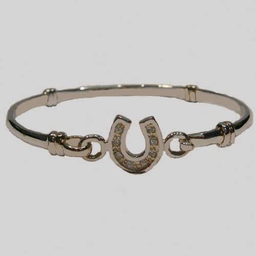 Sterling Silver childs Cubic Zirconia horseshoe bangle bracelet