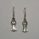 Sterling Silver First Place ribbon dangle earrings