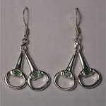 Sterling Silver emerald snaffle bit dangle earrings