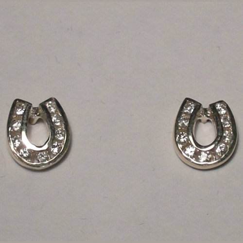 Sterling Silver Cubic Zirconia horseshoe post earrings