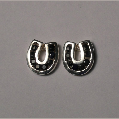 Sterling Silver sapphire horseshoe post earrings