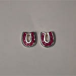 Sterling Silver ruby horseshoe post earrings