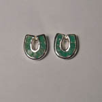 Sterling Silver emerald horseshoe post earrings