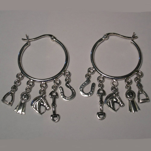 Sterling Silver hoop earrings with dangling charm