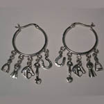 Sterling Silver hoop earrings with dangling charm