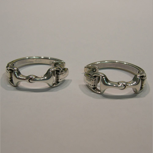 side view of snaffle bit hoop earrings