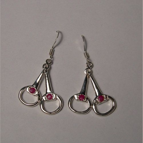 Sterling Silver Ruby snaffle bit earrings