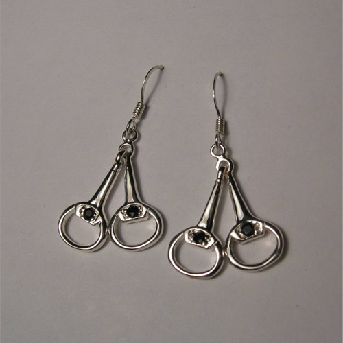 Sterling Silver Sapphire snaffle bit earrings