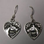 Sterling Silver horse heads in hearts earrings