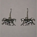 Sterling Silver galloping mare and foal earrings