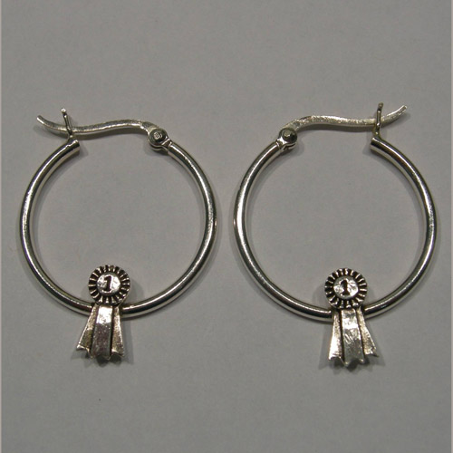 Sterling Silver first place ribbon hoop earrings