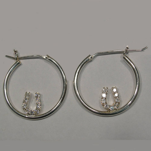 Sterling Silver Cubic Zirconia horseshoe hoop earrings