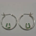 Sterling Silver emerald horseshoe hoop earrings