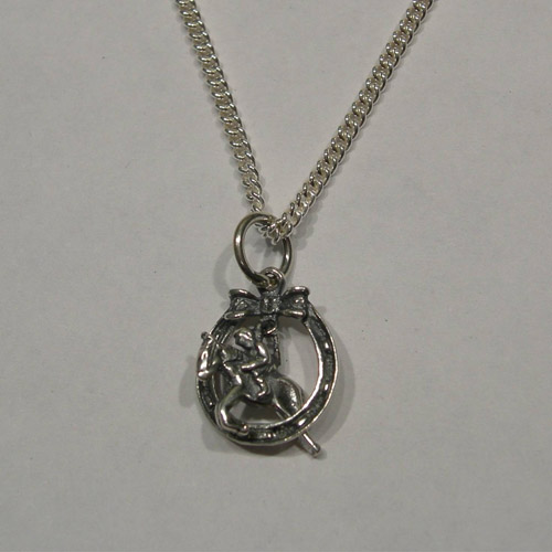 Sterling Silver hunter jumper and horseshoe necklace