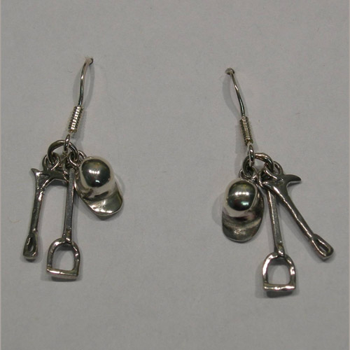 Sterling Silver cap crop stirrup charm earrings
