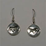 Sterling Silver horse silhouette inside disc earrings