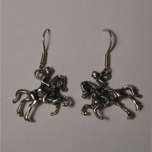 Sterling Silver horse and rider dangle earrings