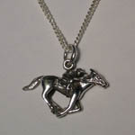 Sterling Silver racehorse and jockey necklace