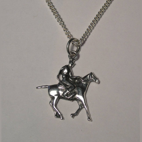 Sterling Silver Polo pony and rider necklace