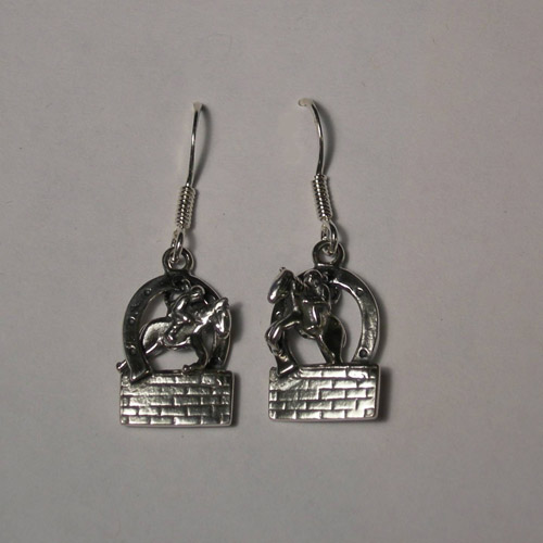 Sterling Silver hunter jumper over brick wall earrings