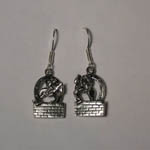 Sterling Silver hunter jumper over brick wall earrings