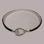 Sterling Silver enamel snaffle bit bangle bracelet side view