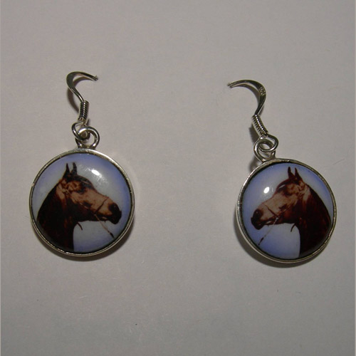 Sterling Silver enamel horse head dangle earrings