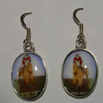 Sterling Silver hunter jumper over fence enamel earrings